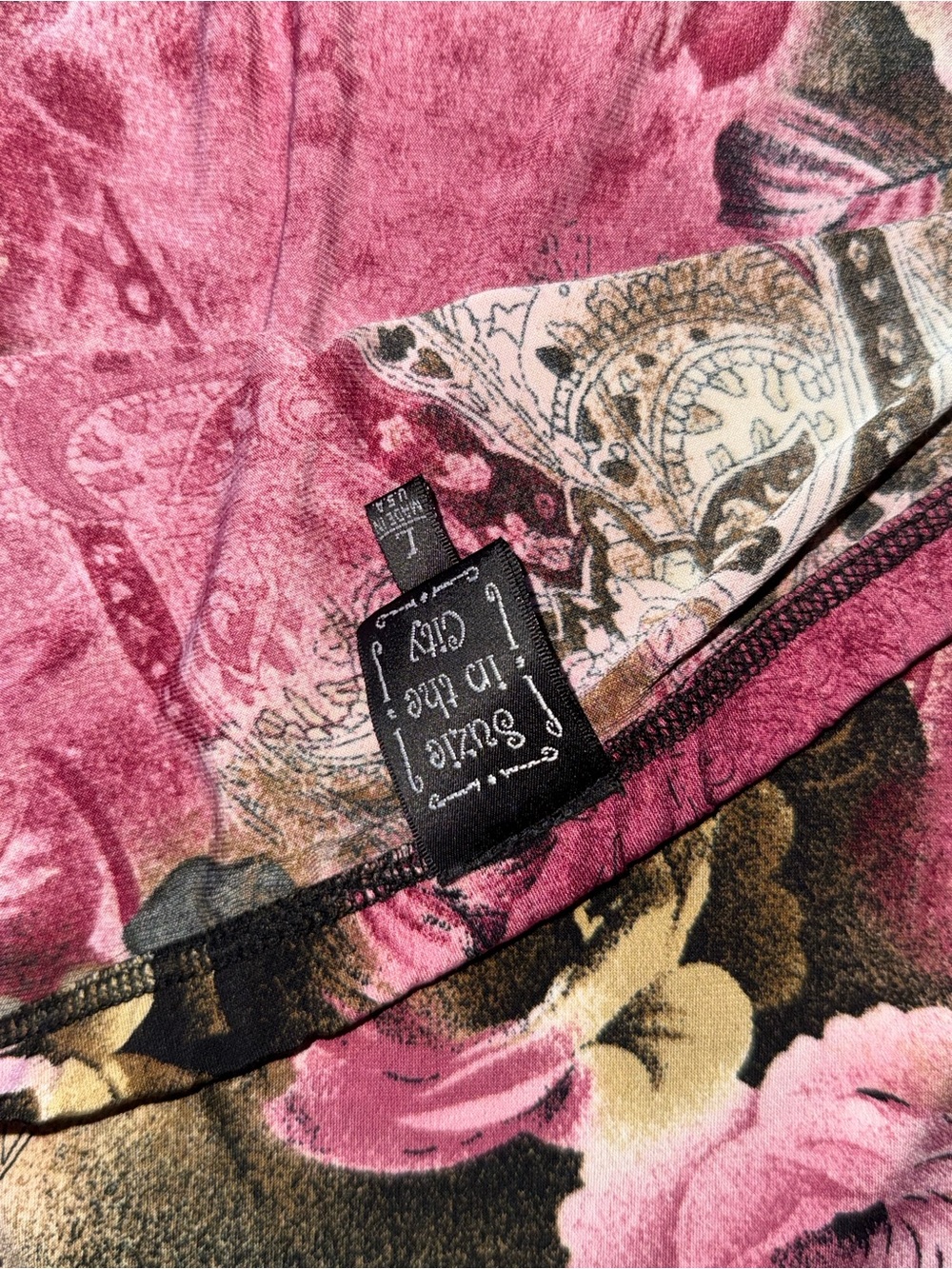 Y2K ruffled him stretchy slinky knee length floral skirt - Picture 4 of 4